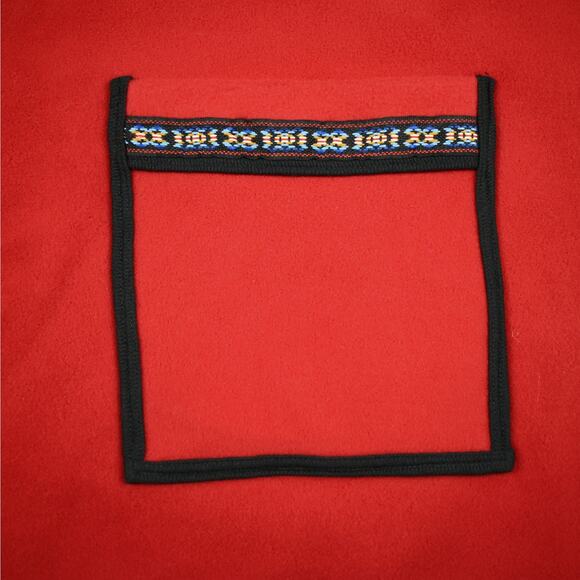 NWOT vintage thick red fleece fringe scarf with pockets southwest western aztec - Picture 4 of 9